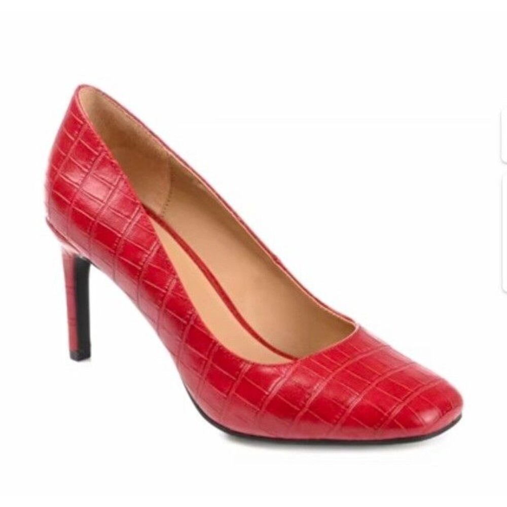 Journee Collection Red Croc Embossed Pointed Toe Stiletto Pump 8.5W